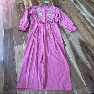 Mini Boden Pink Embroidered floral/berry Jersey Jumpsuit Size 6–7Y NWT